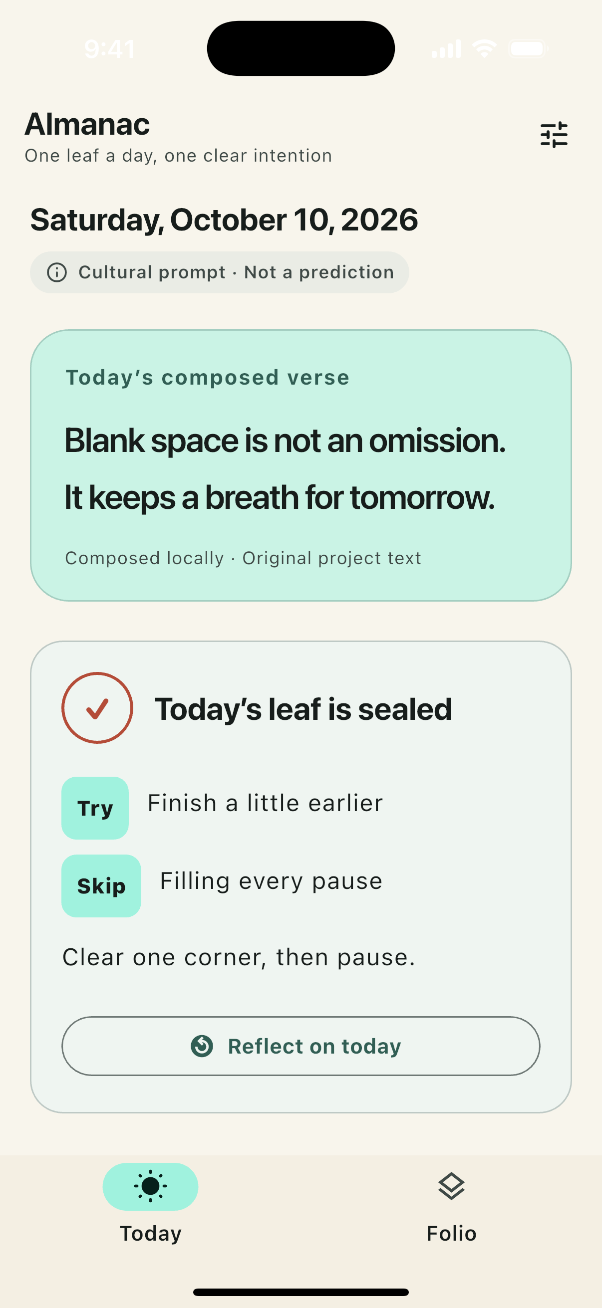 Almanac daily leaf